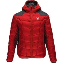Spyder Geared Hoody Synthetic Down Jacket Men's -Spyder Ski Clothing Store 10748 REDPLR CRSHTCHRAGE m